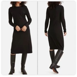 NWOT Madewell Long Sleeve Pocket Tee Ribbed Dress Women Black - Size Medium